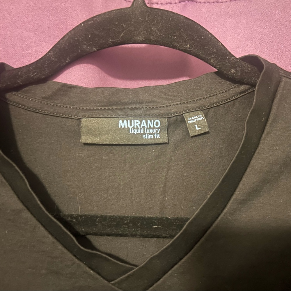 Murano Liquid Luxury Slim Fit Black and Gray V-Neck T-Shirts 100% Cotton - Picture 5 of 5